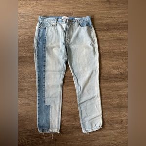 FRAME Le Garcon Unmatched Straight Leg Jeans Dinsmore Mix Sz 28 Patchwork Denim